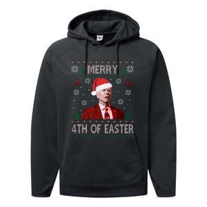 Merry 4th Of Easter Funny Joe Biden Christmas Ugly Sweater Sweatshirt Performance Fleece Hoodie