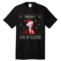 Merry 4th Of Easter Funny Joe Biden Christmas Ugly Sweater Sweatshirt Tall T-Shirt