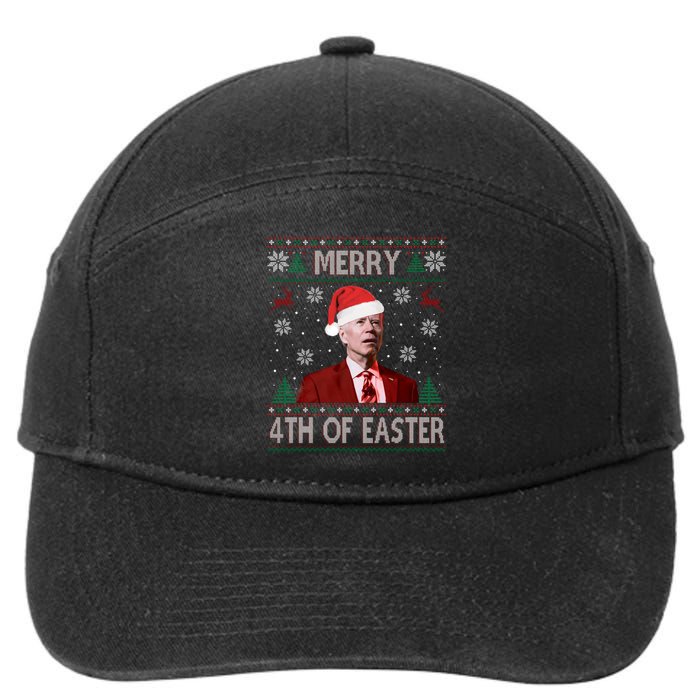 Merry 4th Of Easter Funny Joe Biden Christmas Ugly Sweater Sweatshirt 7-Panel Snapback Hat