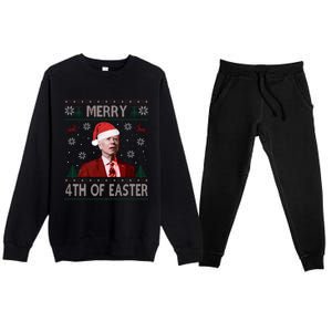 Merry 4th Of Easter Funny Joe Biden Christmas Ugly Sweater Sweatshirt Premium Crewneck Sweatsuit Set