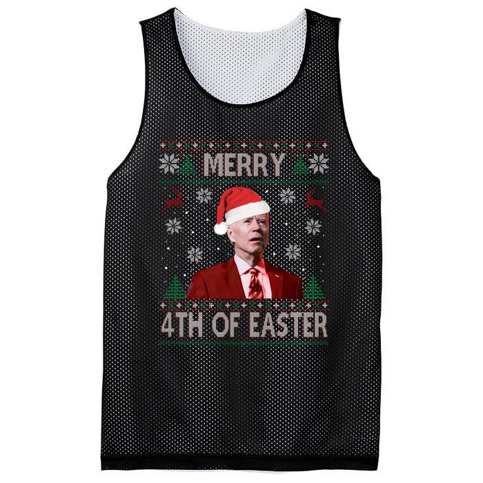 Merry 4th Of Easter Funny Joe Biden Christmas Ugly Sweater Sweatshirt Mesh Reversible Basketball Jersey Tank