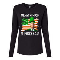 Merry 4th Of St Patrick's Day Funny Joe Biden Leprechaun Hat Womens Cotton Relaxed Long Sleeve T-Shirt