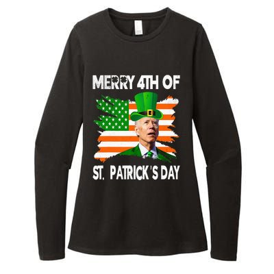 Merry 4th Of St Patrick's Day Funny Joe Biden Leprechaun Hat Womens CVC Long Sleeve Shirt