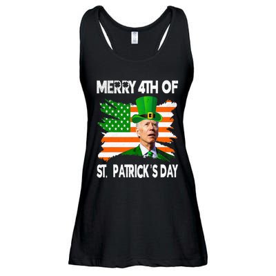 Merry 4th Of St Patrick's Day Funny Joe Biden Leprechaun Hat Ladies Essential Flowy Tank