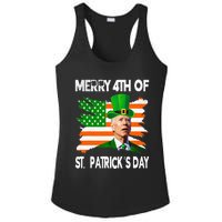 Merry 4th Of St Patrick's Day Funny Joe Biden Leprechaun Hat Ladies PosiCharge Competitor Racerback Tank