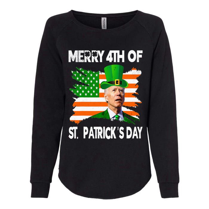 Merry 4th Of St Patrick's Day Funny Joe Biden Leprechaun Hat Womens California Wash Sweatshirt