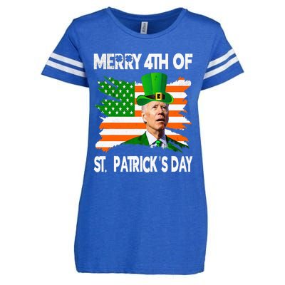 Merry 4th Of St Patrick's Day Funny Joe Biden Leprechaun Hat Enza Ladies Jersey Football T-Shirt