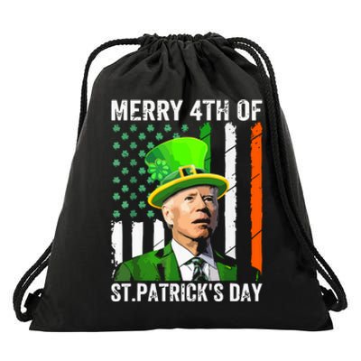 Merry 4th Of St Patricks Day Joe Biden Leprechaun Hat Funny Drawstring Bag