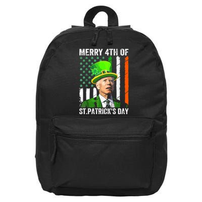 Merry 4th Of St Patricks Day Joe Biden Leprechaun Hat Funny 16 in Basic Backpack