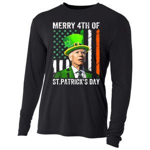 Merry 4th Of St Patricks Day Joe Biden Leprechaun Hat Funny Cooling Performance Long Sleeve Crew