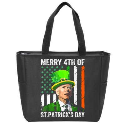 Merry 4th Of St Patricks Day Joe Biden Leprechaun Hat Funny Zip Tote Bag