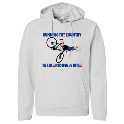 Merry 4th Of July Biden Bike Bicycle Falls Off Anti Biden Performance Fleece Hoodie