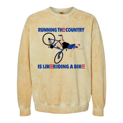 Merry 4th Of July Biden Bike Bicycle Falls Off Anti Biden Colorblast Crewneck Sweatshirt