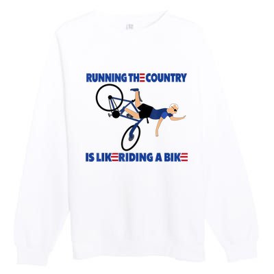 Merry 4th Of July Biden Bike Bicycle Falls Off Anti Biden Premium Crewneck Sweatshirt