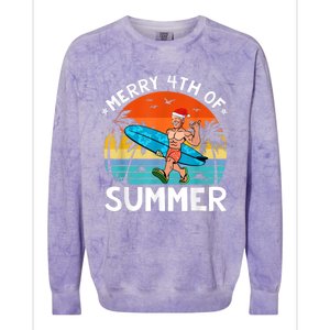 Merry 4th Of Summer Funny Biden Christmas In July Sarcastic Colorblast Crewneck Sweatshirt