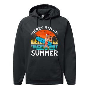 Merry 4th Of Summer Funny Biden Christmas In July Sarcastic Performance Fleece Hoodie