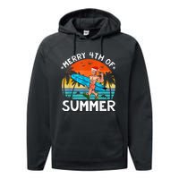 Merry 4th Of Summer Funny Biden Christmas In July Sarcastic Performance Fleece Hoodie