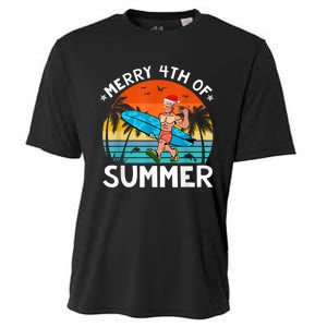 Merry 4th Of Summer Funny Biden Christmas In July Sarcastic Cooling Performance Crew T-Shirt