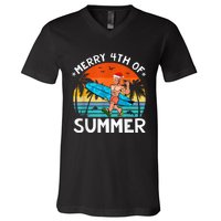 Merry 4th Of Summer Funny Biden Christmas In July Sarcastic V-Neck T-Shirt