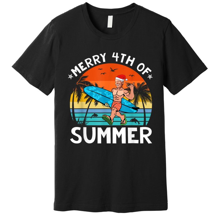 Merry 4th Of Summer Funny Biden Christmas In July Sarcastic Premium T-Shirt