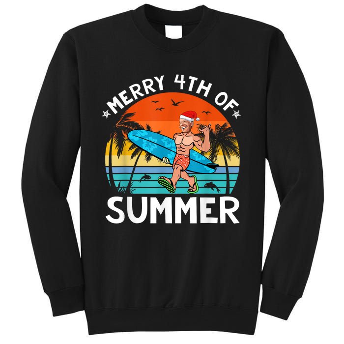 Merry 4th Of Summer Funny Biden Christmas In July Sarcastic Tall Sweatshirt