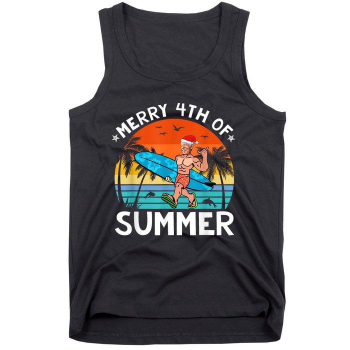 Merry 4th Of Summer Funny Biden Christmas In July Sarcastic Tank Top