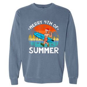 Merry 4th Of Summer Funny Biden Christmas In July Sarcastic Garment-Dyed Sweatshirt