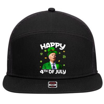 Merry 4th Of St Patricks Day Joe Biden Leprechaun Hat 7 Panel Mesh Trucker Snapback Hat