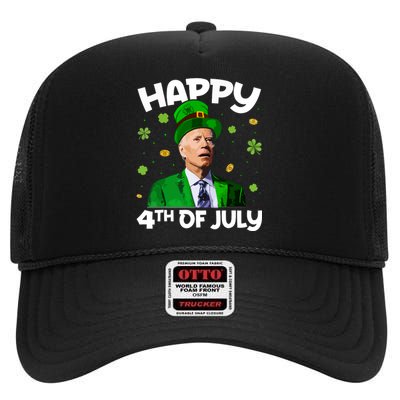 Merry 4th Of St Patricks Day Joe Biden Leprechaun Hat High Crown Mesh Back Trucker Hat