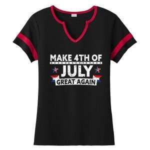 Make 4th Of July Great Again Usa Flag Funny 4th Of July Gift Ladies Halftime Notch Neck Tee