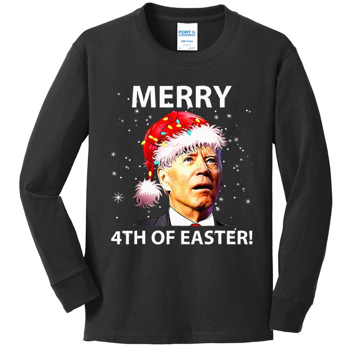 Merry 4th Of Easter Joe Biden Christmas Ugly Sweater  Kids Long Sleeve Shirt