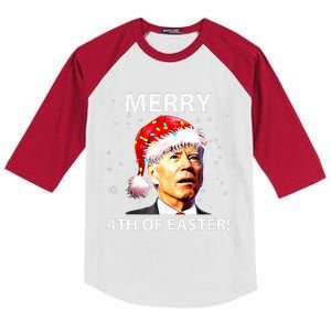 Merry 4th Of Easter Joe Biden Christmas Ugly Sweater  Kids Colorblock Raglan Jersey