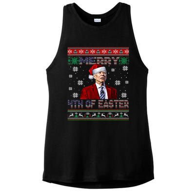 Merry 4th Of Easter Funny Joe Biden Christmas Ugly Sweater Ladies PosiCharge Tri-Blend Wicking Tank