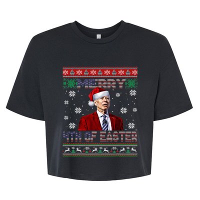 Merry 4th Of Easter Funny Joe Biden Christmas Ugly Sweater Bella+Canvas Jersey Crop Tee