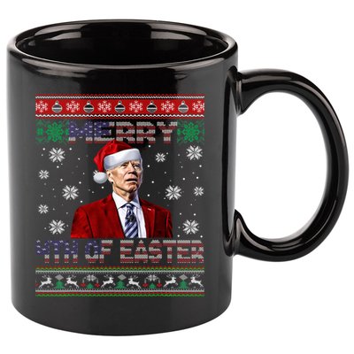 Merry 4th Of Easter Funny Joe Biden Christmas Ugly Sweater 11oz C Handle Ceramic Mug