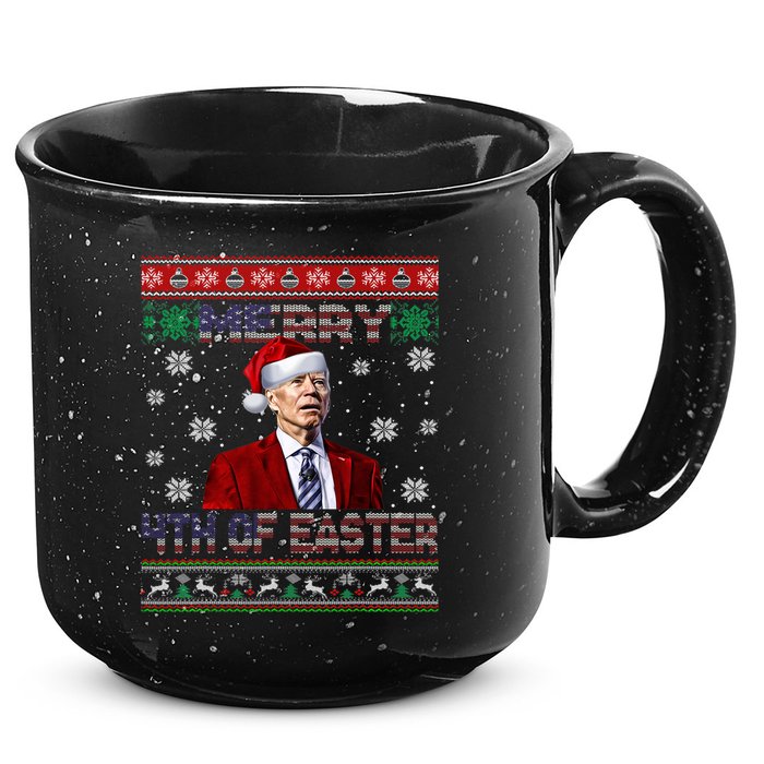 Merry 4th Of Easter Funny Joe Biden Christmas Ugly Sweater 15oz Campfire Ceramic Mug