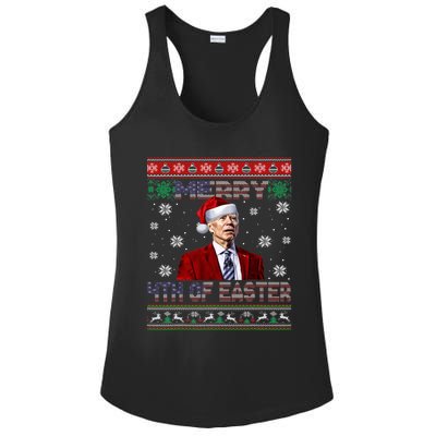 Merry 4th Of Easter Funny Joe Biden Christmas Ugly Sweater Ladies PosiCharge Competitor Racerback Tank