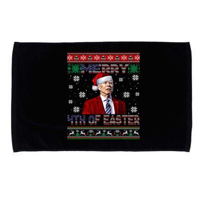 Merry 4th Of Easter Funny Joe Biden Christmas Ugly Sweater Microfiber Hand Towel