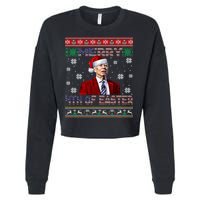 Merry 4th Of Easter Funny Joe Biden Christmas Ugly Sweater Cropped Pullover Crew
