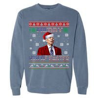 Merry 4th Of Easter Funny Joe Biden Christmas Ugly Sweater Garment-Dyed Sweatshirt