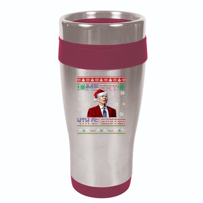 Merry 4th Of Easter Funny Joe Biden Christmas Ugly Sweater 16oz Travel Tumbler
