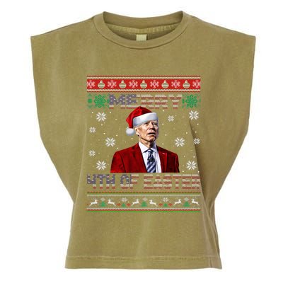 Merry 4th Of Easter Funny Joe Biden Christmas Ugly Sweater Garment-Dyed Women's Muscle Tee