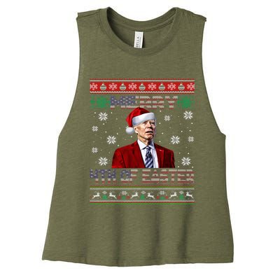 Merry 4th Of Easter Funny Joe Biden Christmas Ugly Sweater Women's Racerback Cropped Tank