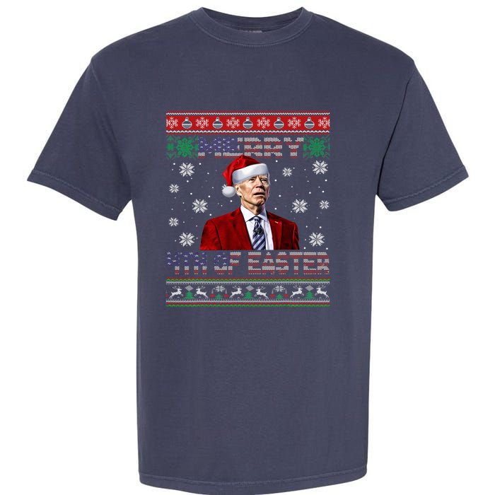 Merry 4th Of Easter Funny Joe Biden Christmas Ugly Sweater Garment-Dyed Heavyweight T-Shirt