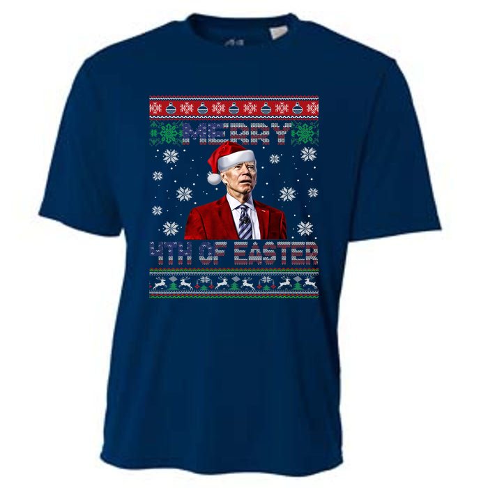 Merry 4th Of Easter Funny Joe Biden Christmas Ugly Sweater Cooling Performance Crew T-Shirt