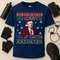 Merry 4th Of Easter Funny Joe Biden Christmas Ugly Sweater Performance Shirt