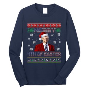 Merry 4th Of Easter Funny Joe Biden Christmas Ugly Sweater Long Sleeve Shirt