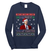 Merry 4th Of Easter Funny Joe Biden Christmas Ugly Sweater Long Sleeve Shirt