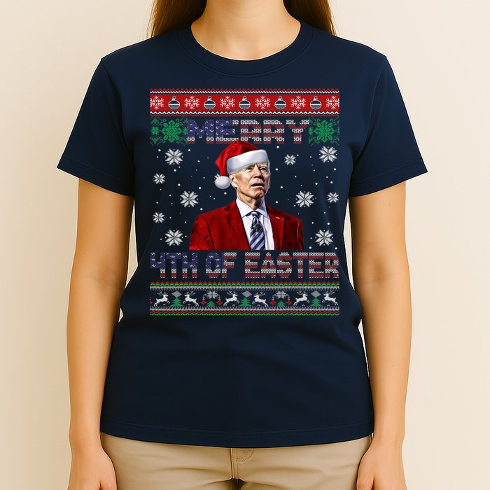 Merry 4th Of Easter Funny Joe Biden Christmas Ugly Sweater T-Shirt