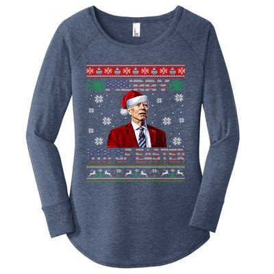 Merry 4th Of Easter Funny Joe Biden Christmas Ugly Sweater Women's Perfect Tri Tunic Long Sleeve Shirt